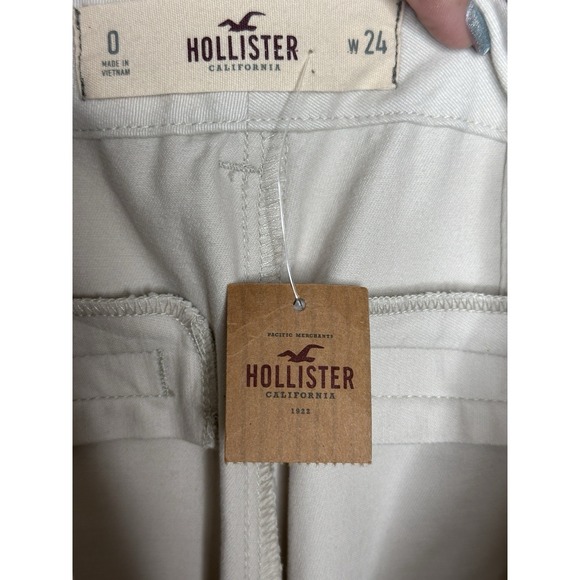 NEW Hollister Low Rise Chino Pants Ivory SZ 24 0 Soft Cotton Preppy Y2K 90s NWT - Picture 4 of 6